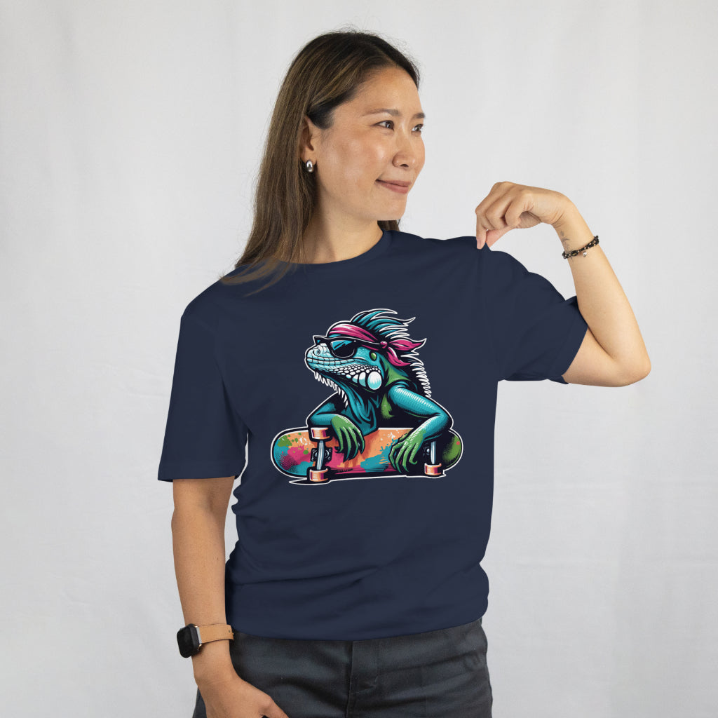 Cool Iguana Skateboard T-Shirt, Funny Skater Unisex Tee, Reptile Lover Gift, Skateboarding Lizard Shirt, Printed in USA