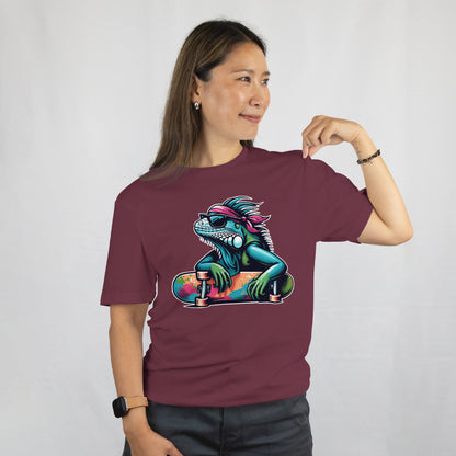 Cool Iguana Skateboard T-Shirt, Funny Skater Unisex Tee, Reptile Lover Gift, Skateboarding Lizard Shirt, Printed in USA