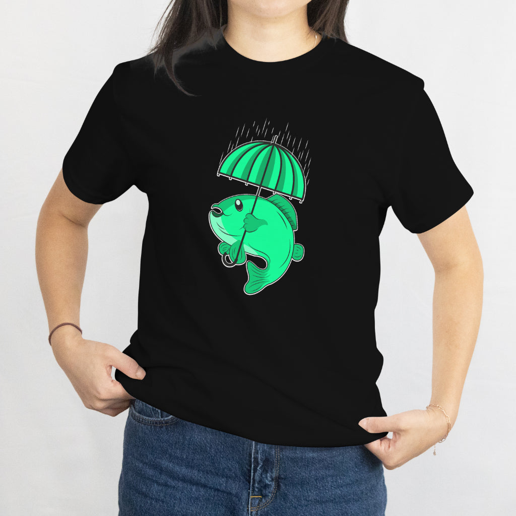 Fish with Umbrella St. Patrick's Day T-Shirt - Funny Irish Lucky Shamrock Tee, Green Festive Outfit, Leprechaun Gift