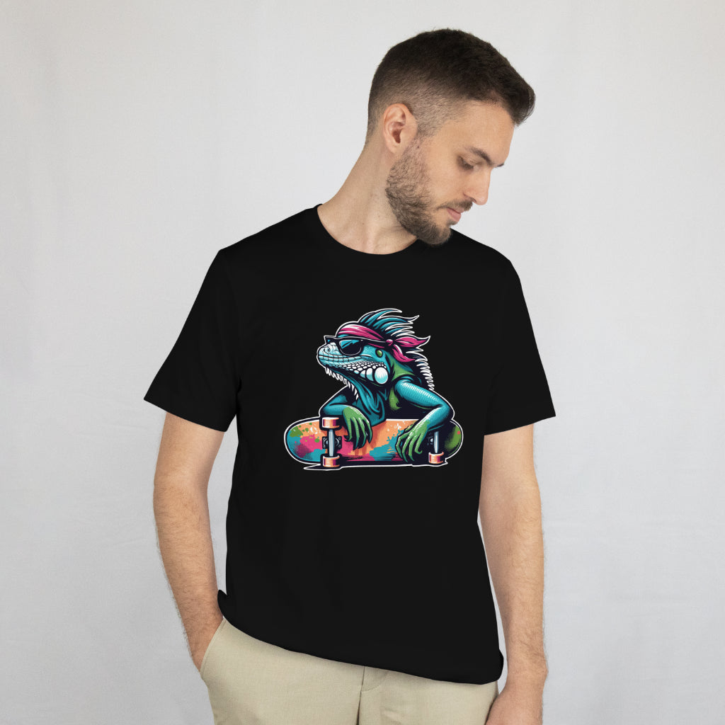 Cool Iguana Skateboard T-Shirt, Funny Skater Unisex Tee, Reptile Lover Gift, Skateboarding Lizard Shirt, Printed in USA