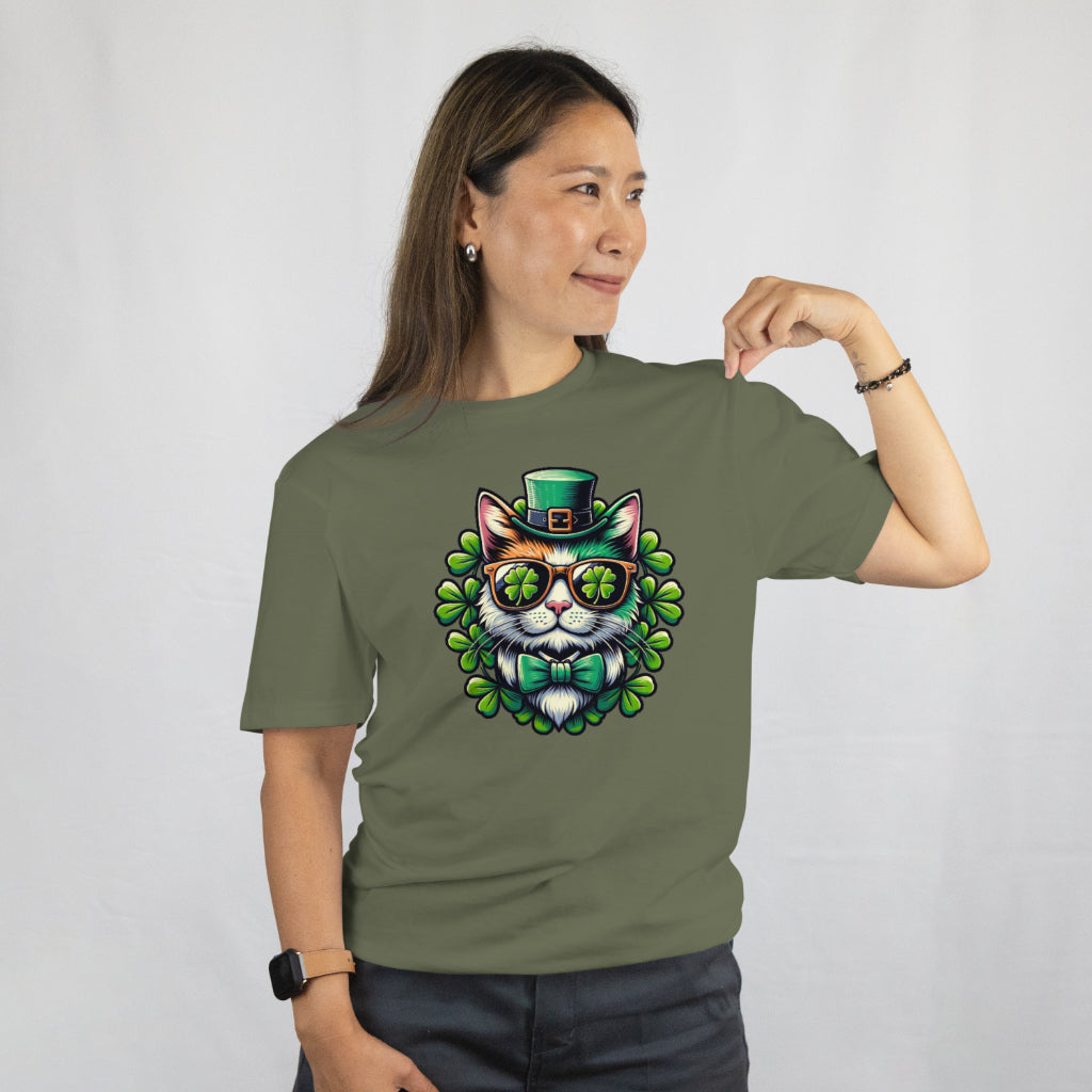 St. Patrick's Day Cat Unisex Tee – Irish Clover Lucky Cat Shirt