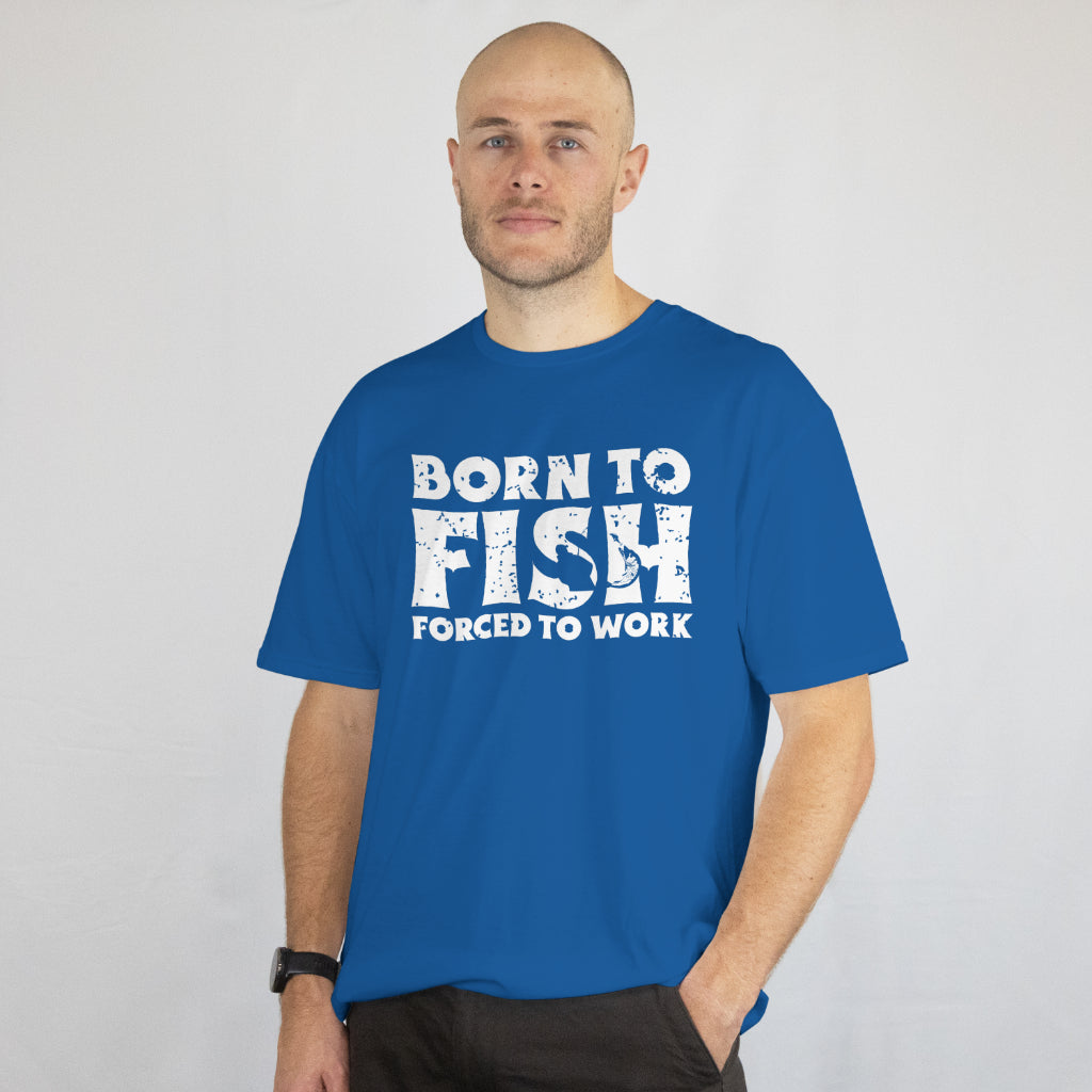 Born To Fish Forced To Work T-Shirt - Funny Bass Fishing Tee, Fisherman Gift, Outdoorsmen Shirt, Printed in USA