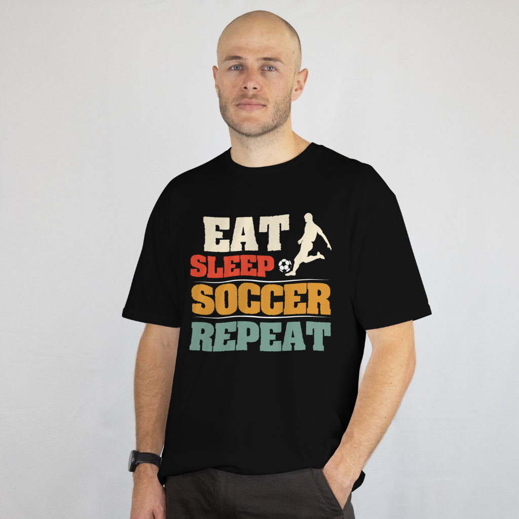 Eat Sleep Soccer Repeat Shirt - Funny Soccer Lover Tee - Soccer Player Gift - Sports Fan T-Shirt - Unisex Tee