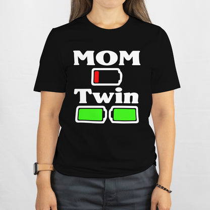 Tired Twin Mom Shirt – Low Battery Mom Life Tee, Funny Twin Mom Gift