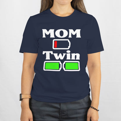 Tired Twin Mom Shirt – Low Battery Mom Life Tee, Funny Twin Mom Gift