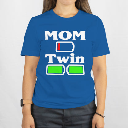 Tired Twin Mom Shirt – Low Battery Mom Life Tee, Funny Twin Mom Gift