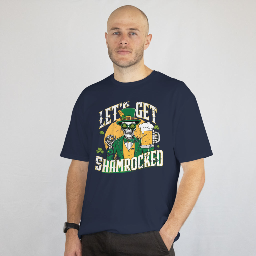 St. Patrick's Day Skeleton Beer Tee – Funny Irish Drinking Shirt – Shamrock Skeleton Unisex T-Shirt – Printed in USA