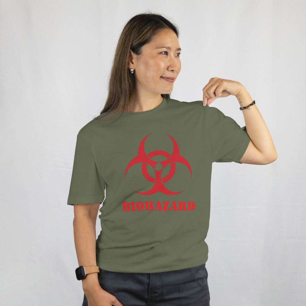 Biohazard Biology Teacher T-Shirt – Funny Science Rockstar Gift Tee