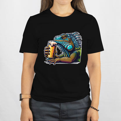 Funny Iguana Beer Shirt - Cool Reptile Drinking Tee - Lizard Lover Unisex Tee