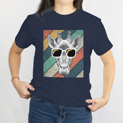 Giraffe Vintage Sunglasses T-Shirt - Retro Safari Animal Lover Tee, Funny Wildlife Unisex Tee, Printed in USA