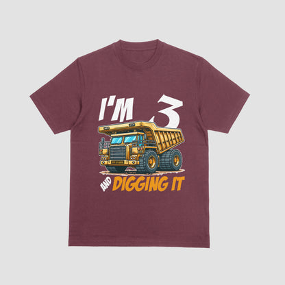 I’m 3 and Digging It – Dump Truck 3rd Birthday T-Shirt