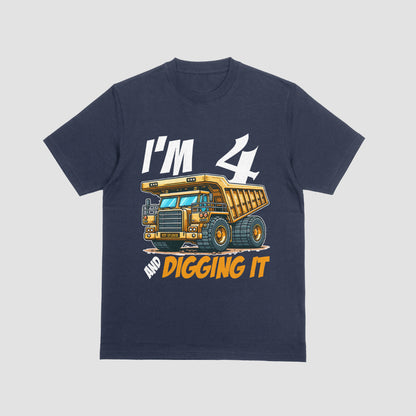 I’m 4 and Digging It – Dump Truck 4th Birthday T-Shirt