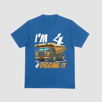 I’m 4 and Digging It – Dump Truck 4th Birthday T-Shirt