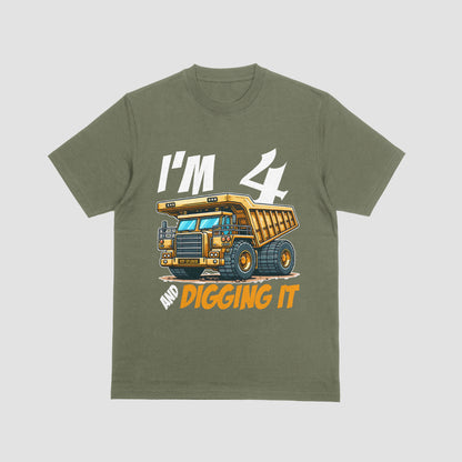 I’m 4 and Digging It – Dump Truck 4th Birthday T-Shirt