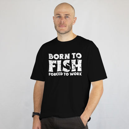 Born To Fish Forced To Work T-Shirt - Funny Bass Fishing Tee, Fisherman Gift, Outdoorsmen Shirt, Printed in USA